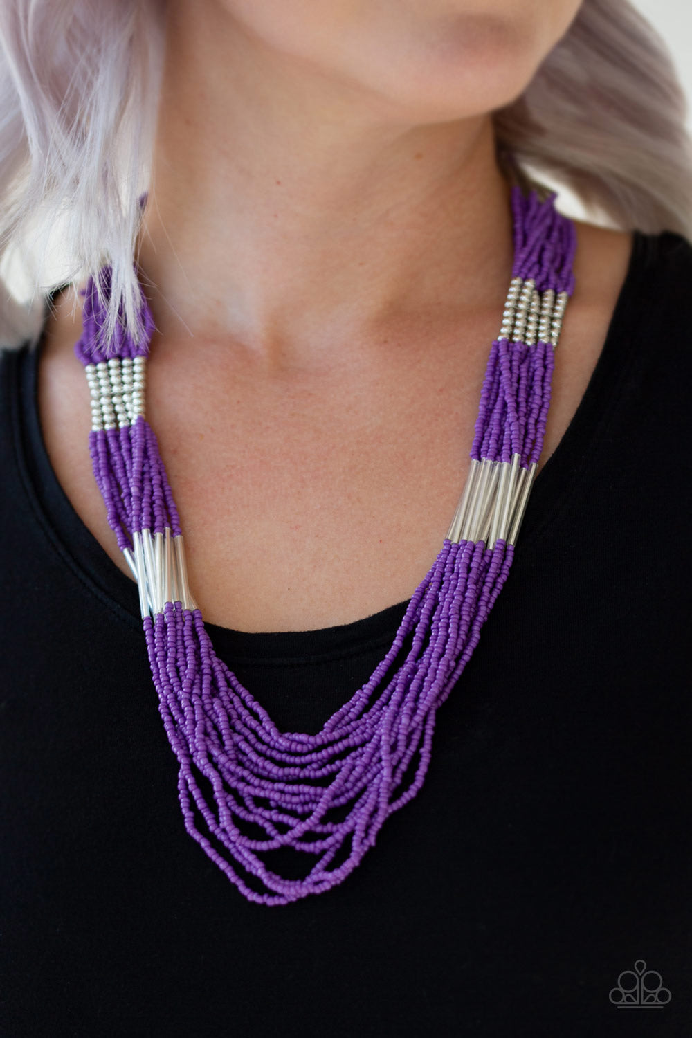 Let It BEAD Necklace  - Purple - SassyChicGlitz