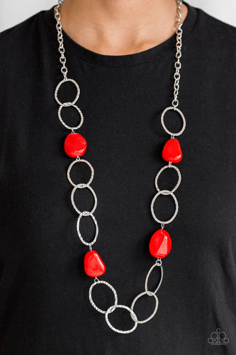 Modern Day Malibu Necklace - Red - SassyChicGlitz