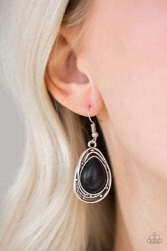 Abstract Anthropology - tranquil teardrop shaped Black Earrings - SassyChicGlitz