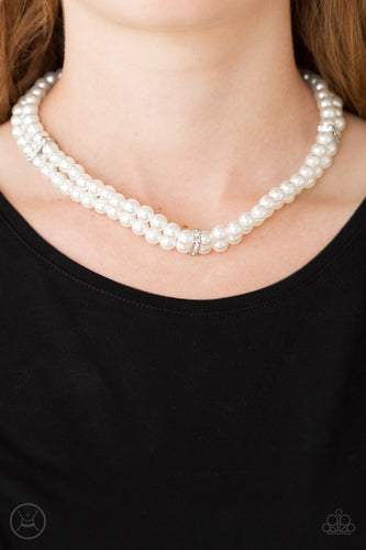 Put On Your Party Dress Necklace - Pearl White - SassyChicGlitz