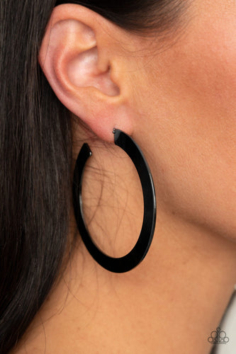 The Inside Track Hoop Earrings - Black - SassyChicGlitz