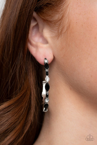 There Goes The Neighborhood Hoop Earrings - Black - SassyChicGlitz