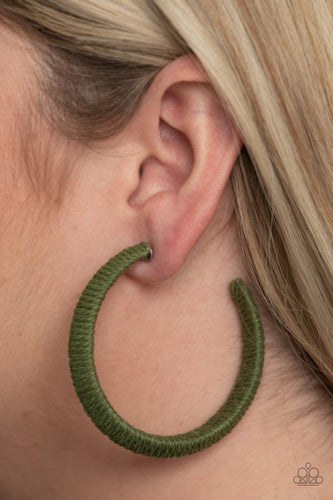 TWINE and Dine Hoop Earrings - Green - SassyChicGlitz