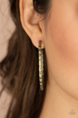 Grungy Grit Hoop Earrings - Brass - SassyChicGlitz