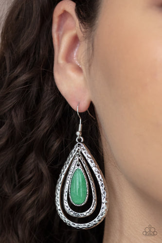 Teardrop Torrent Earrings - Green - SassyChicGlitz