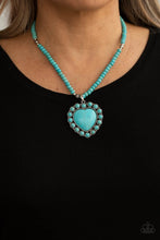 Load image into Gallery viewer, A Heart Of Stone - oversized turquoise stone heart shaped Blue Necklace - SassyChicGlitz
