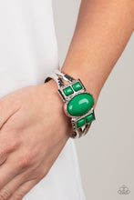 Load image into Gallery viewer, A Touch of Tiki - Silver and Green fashion bracelet - SassyChicGlitz
