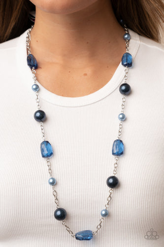 A-List Appeal - Long Blue Necklace - smokey crystal stones - SassyChicGlitz