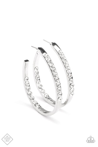 Borderline Brilliance Hoop Earrings - White - SassyChicGlitz