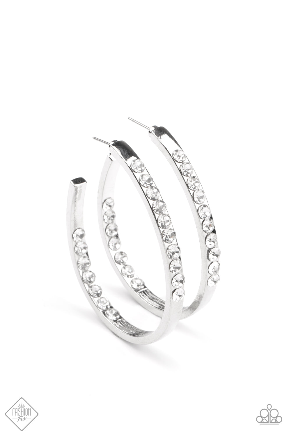 Borderline Brilliance Hoop Earrings - White - SassyChicGlitz