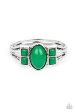 Load image into Gallery viewer, A Touch of Tiki - Silver and Green fashion bracelet - SassyChicGlitz
